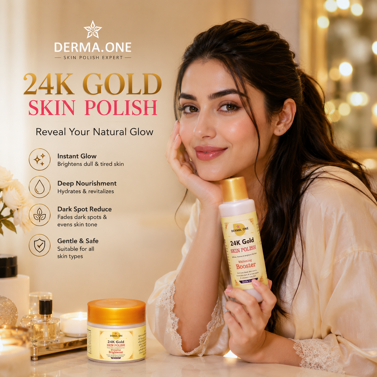 Derma One 24K Gold Skin Polish Parlor's Favourite -500ml(Devolper)+325gm(Powder)