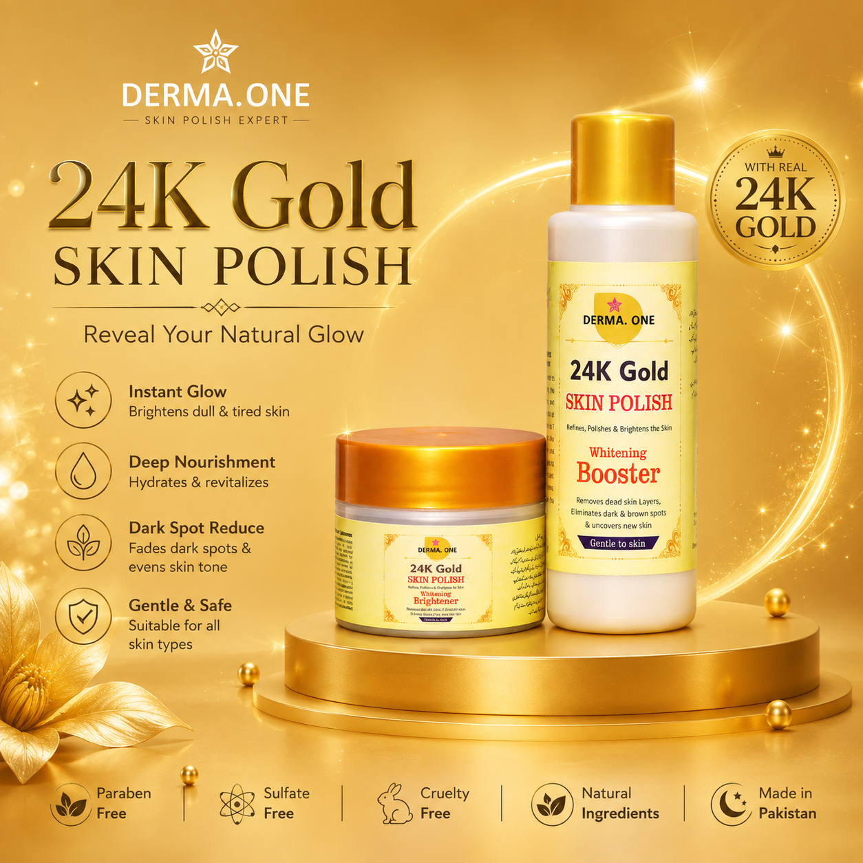 Derma One 24K Gold Skin Polish Parlor's Favourite -500ml(Devolper)+325gm(Powder)