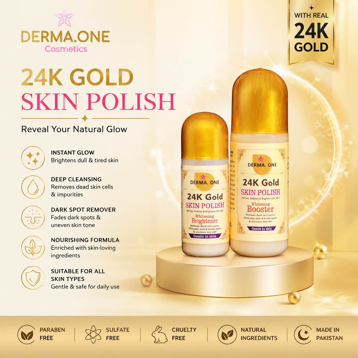 Derma One 24K Gold Skin Polish – Brightening Skin Polish | 120ml